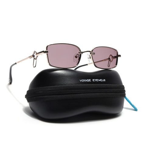 Rectangle Polarized Sunglasses (Purple Lens | Golden Frame - SLPMG9031)