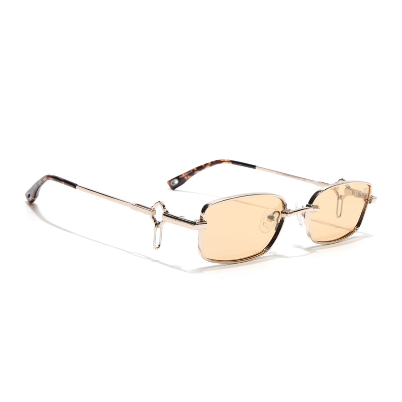 Rectangle Polarized Sunglasses (Yellow Lens | Golden Frame - SLPMG9032)