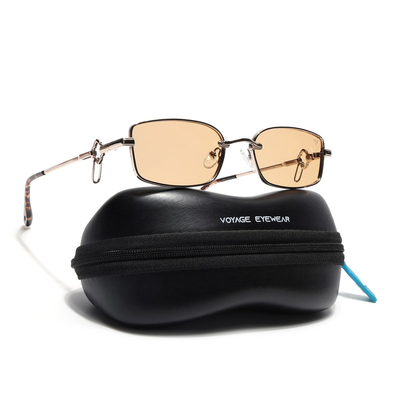 Rectangle Polarized Sunglasses (Yellow Lens | Golden Frame - SLPMG9032)