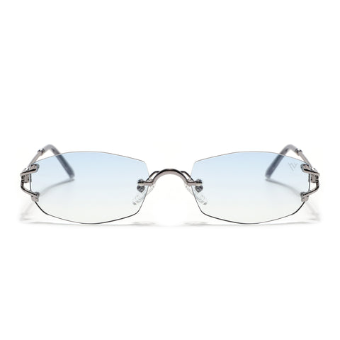 Rimless Sunglasses (Blue Lens | Silver Frame - SLMG9014)