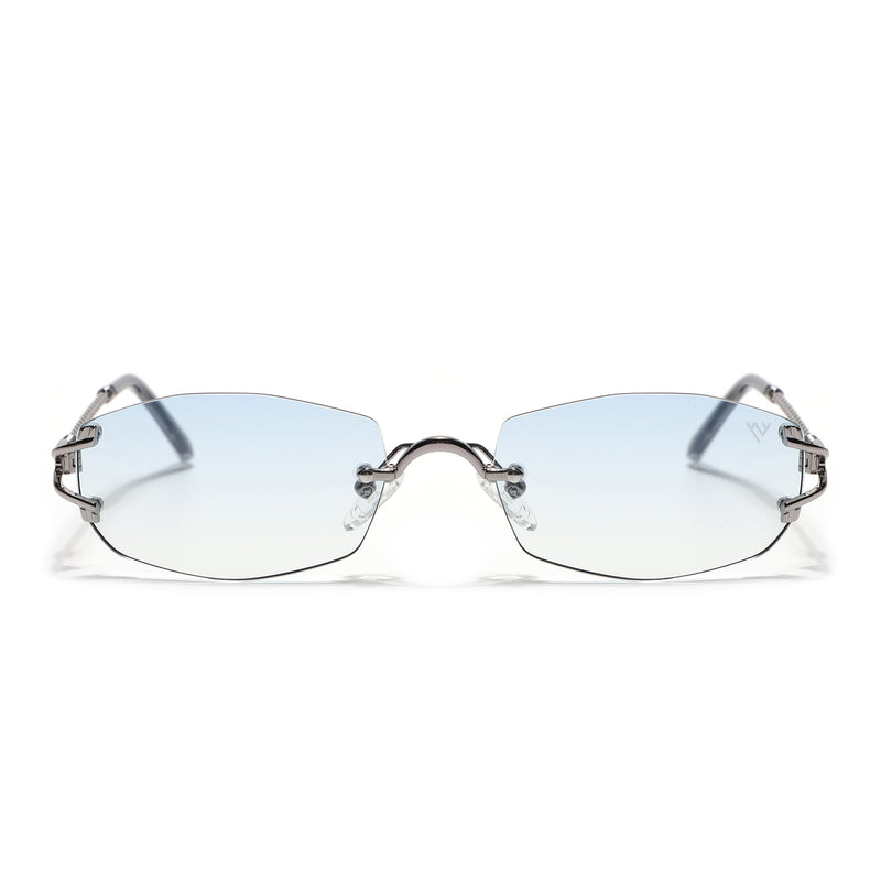 Rimless Sunglasses (Blue Lens | Silver Frame - SLMG9014)