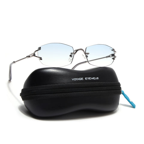 Rimless Sunglasses (Blue Lens | Silver Frame - SLMG9014)