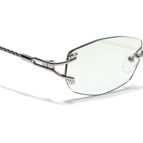 Rimless Sunglasses (Green Lens | Silver Frame - SLMG9015)