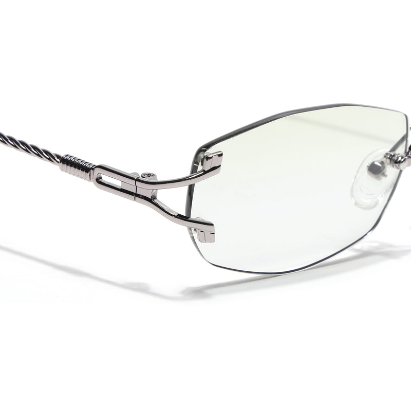 Rimless Sunglasses (Green Lens | Silver Frame - SLMG9015)