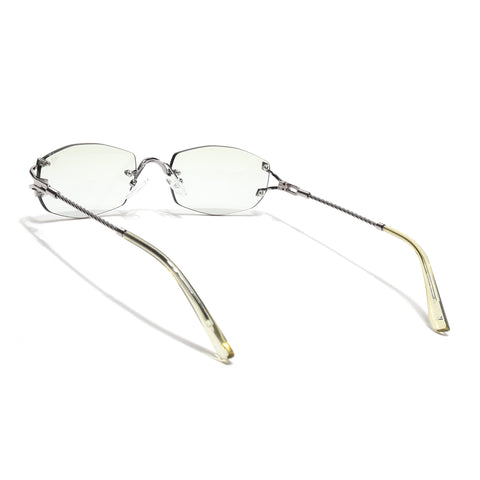 Rimless Sunglasses (Green Lens | Silver Frame - SLMG9015)
