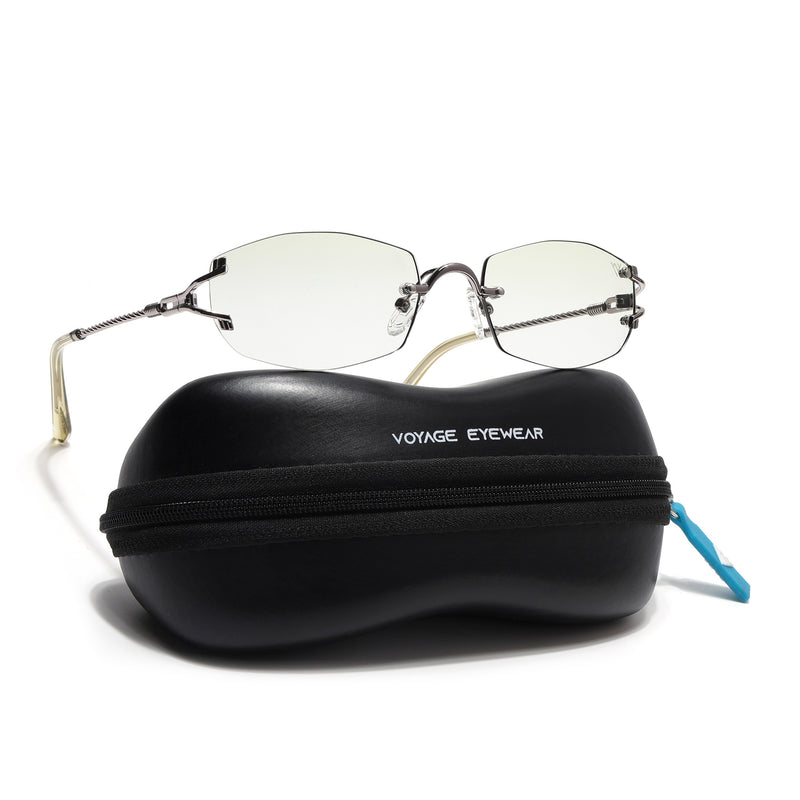 Rimless Sunglasses (Green Lens | Silver Frame - SLMG9015)