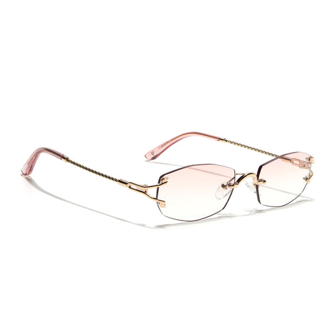 Rimless Sunglasses (Pink Lens | Golden Frame - SLMG9016)