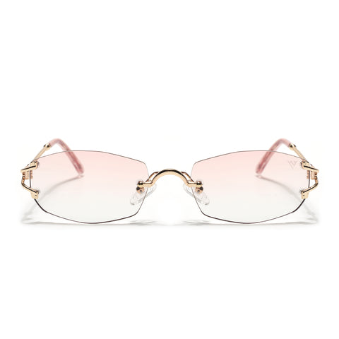 Rimless Sunglasses (Pink Lens | Golden Frame - SLMG9016)