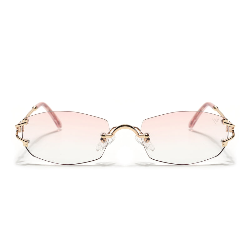 Rimless Sunglasses (Pink Lens | Golden Frame - SLMG9016)