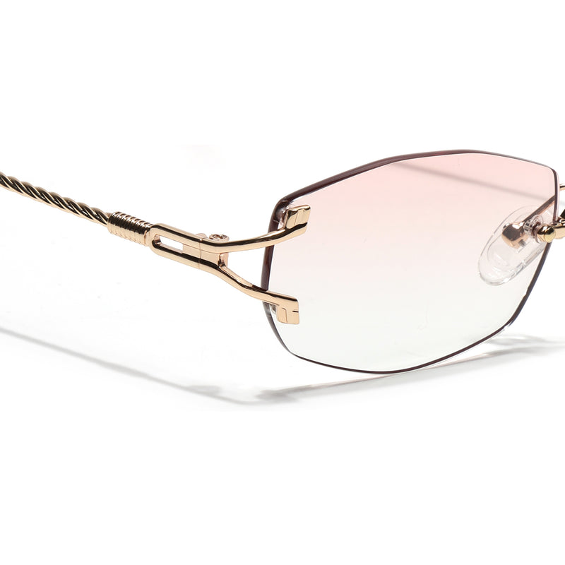 Rimless Sunglasses (Pink Lens | Golden Frame - SLMG9016)