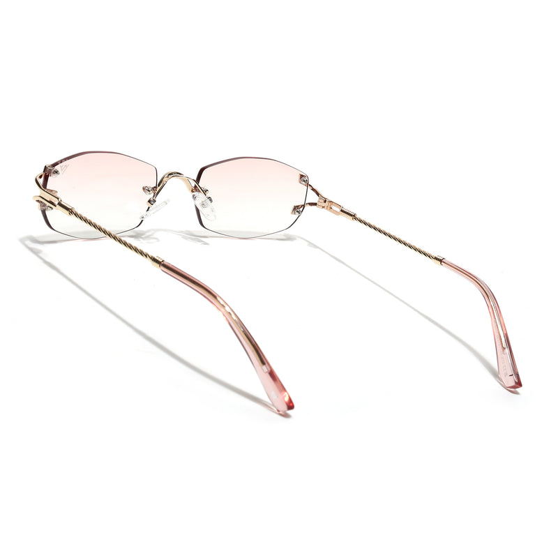 Rimless Sunglasses (Pink Lens | Golden Frame - SLMG9016)