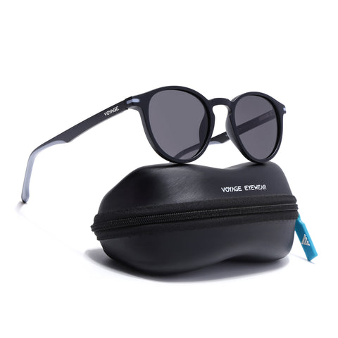 Matira | Black & Grey Round Polarized Sunglasses | PMG7407