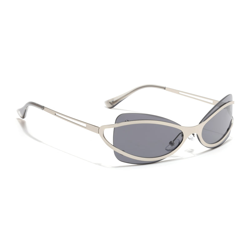 Exo | Black Wrap Around Sunglasses | Silver Frame - MG9063