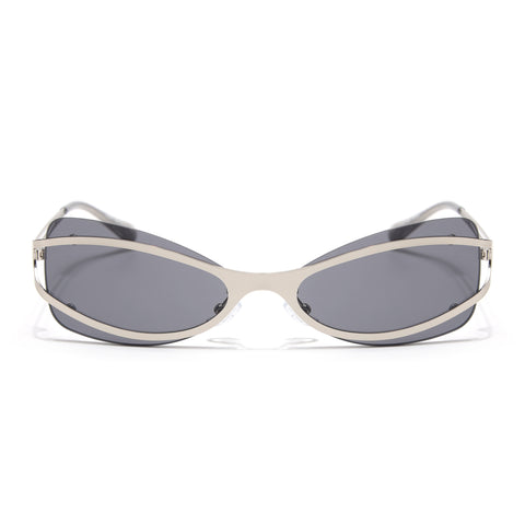 Exo | Black Wrap Around Sunglasses | Silver Frame - MG9063