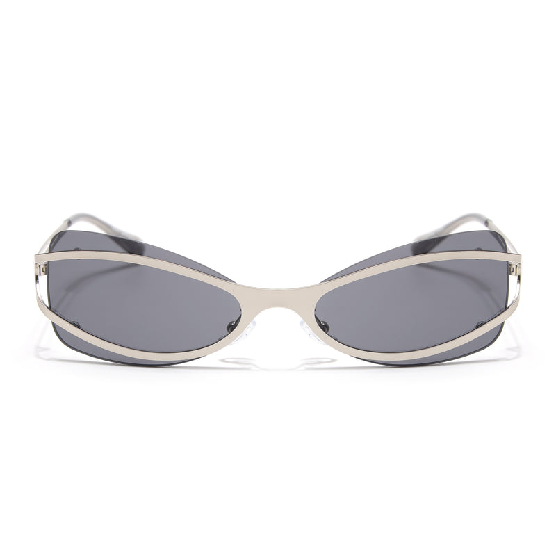 Exo | Black Wrap Around Sunglasses | Silver Frame - MG9063
