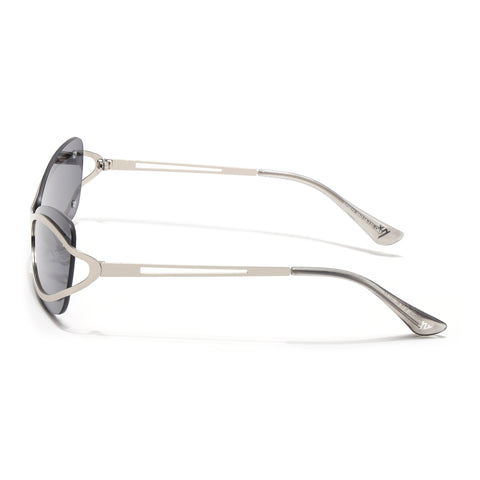 Exo | Black Wrap Around Sunglasses | Silver Frame - MG9063