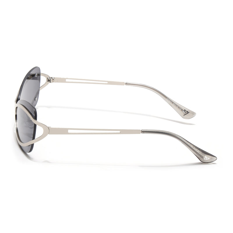 Exo | Black Wrap Around Sunglasses | Silver Frame - MG9063