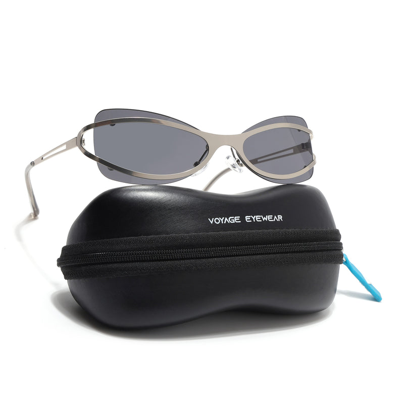 Exo | Black Wrap Around Sunglasses | Silver Frame - MG9063