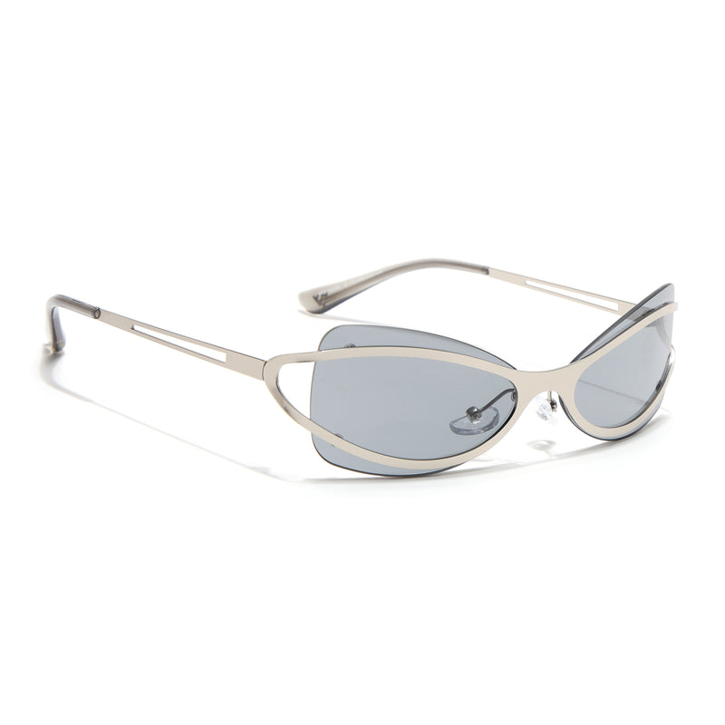 Exo | Grey Wrap Around Sunglasses | Silver Frame - MG9064