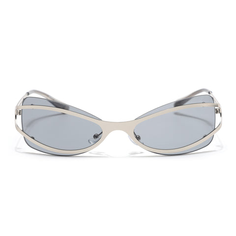 Exo | Grey Wrap Around Sunglasses | Silver Frame - MG9064
