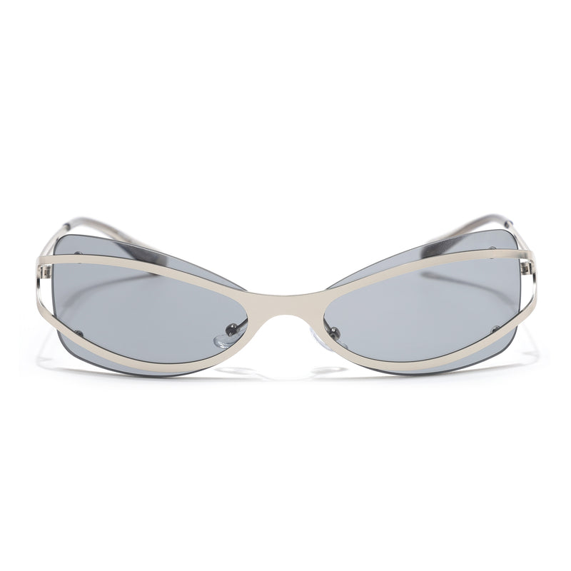 Exo | Grey Wrap Around Sunglasses | Silver Frame - MG9064