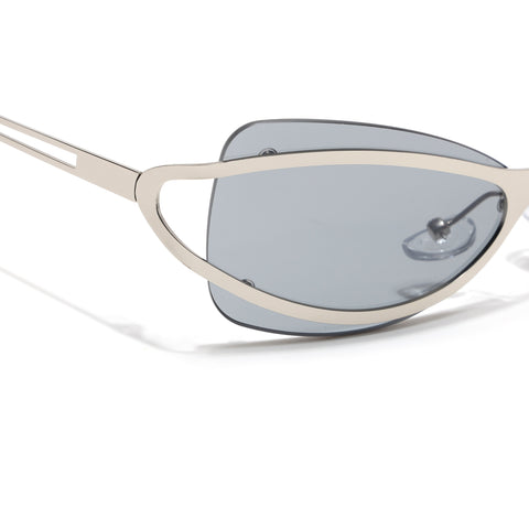 Exo | Grey Wrap Around Sunglasses | Silver Frame - MG9064
