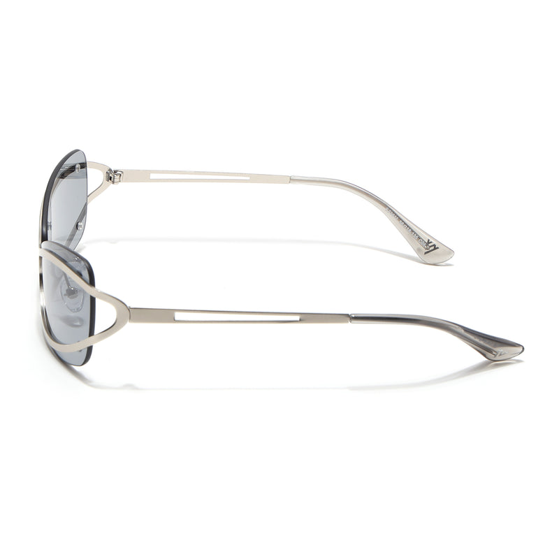 Exo | Grey Wrap Around Sunglasses | Silver Frame - MG9064