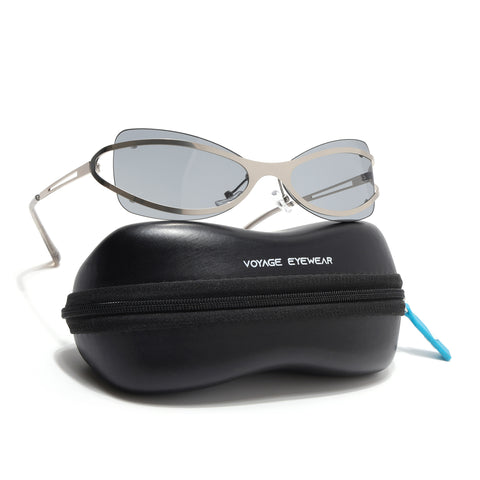 Exo | Grey Wrap Around Sunglasses | Silver Frame - MG9064