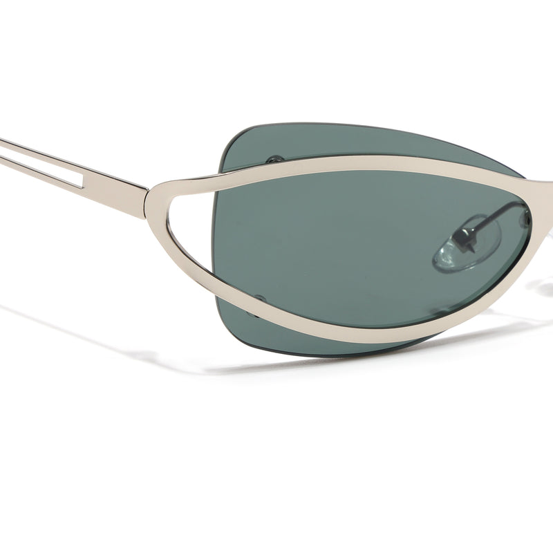 Exo | Green Wrap Around Sunglasses | Silver Frame - MG9065