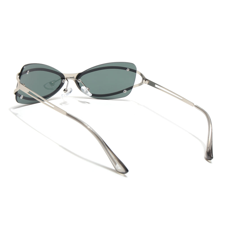 Exo | Green Wrap Around Sunglasses | Silver Frame - MG9065