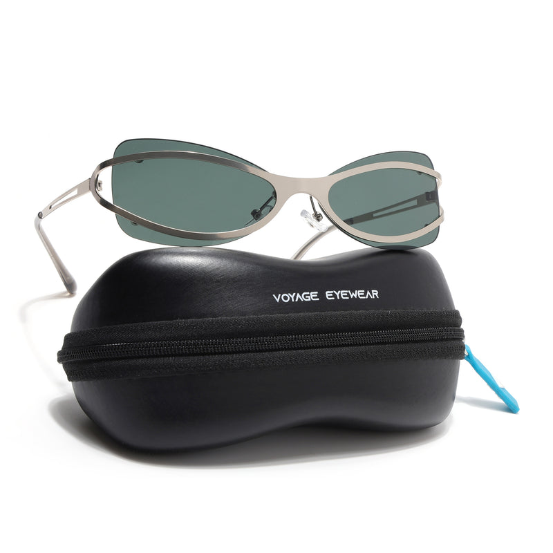 Exo | Green Wrap Around Sunglasses | Silver Frame - MG9065