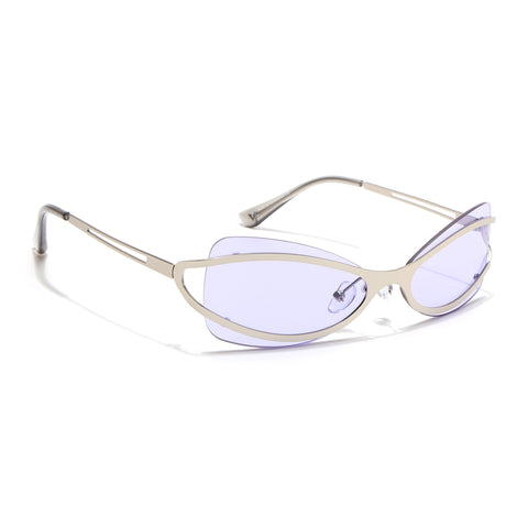 Exo | Purple Wrap Around Sunglasses | Silver Frame - MG9066