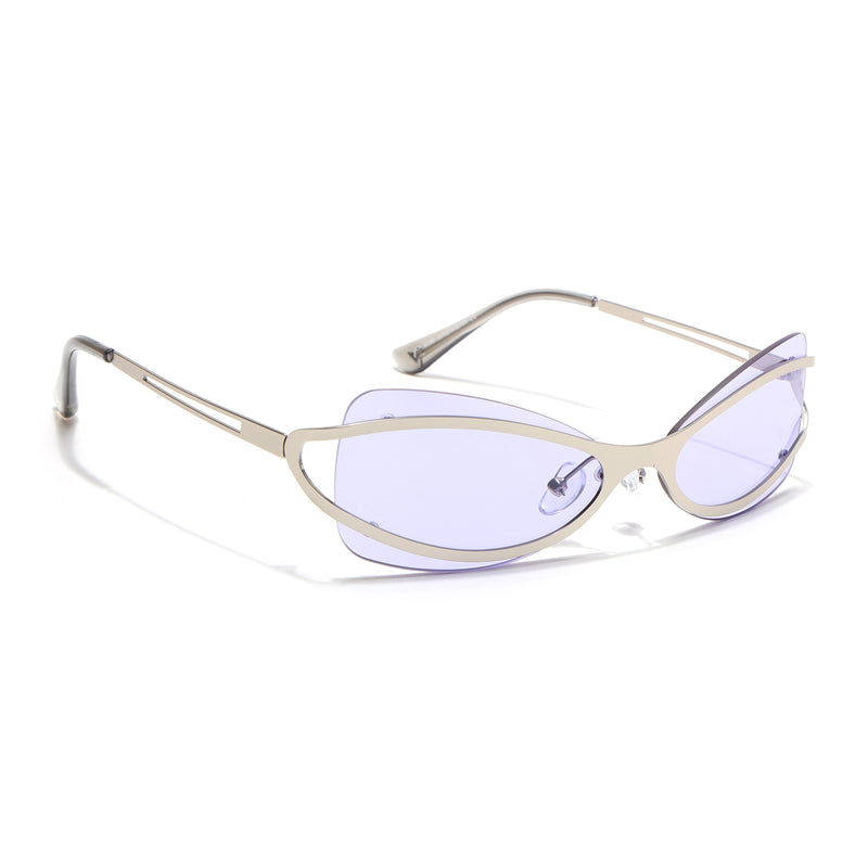 Exo | Purple Wrap Around Sunglasses | Silver Frame - MG9066