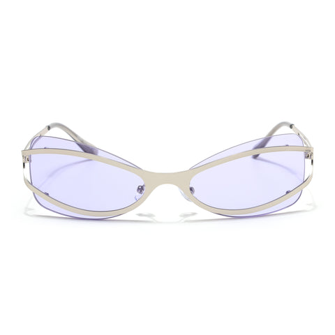 Exo | Purple Wrap Around Sunglasses | Silver Frame - MG9066