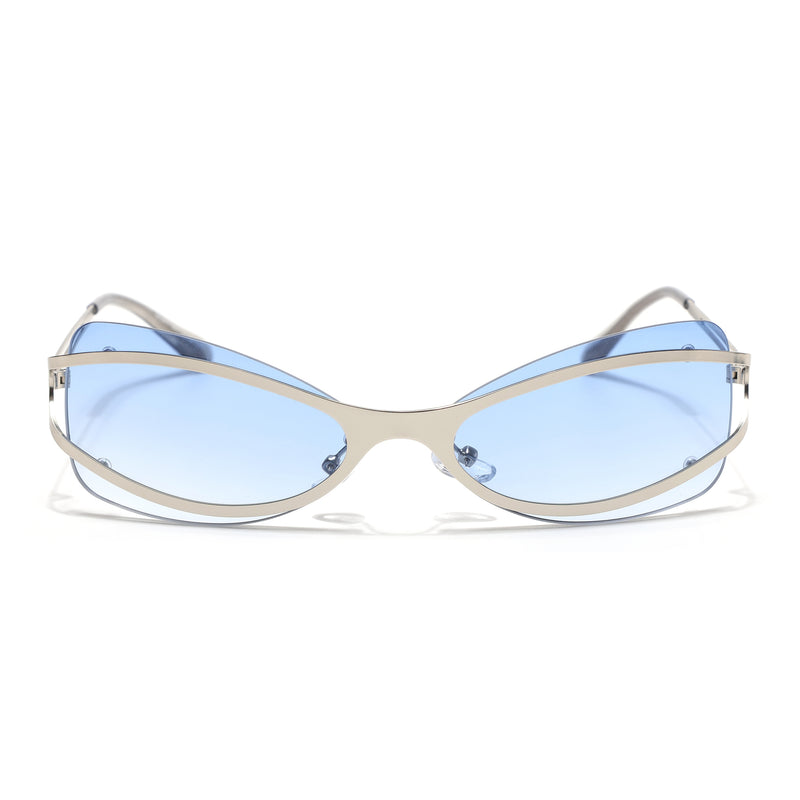 Exo |  Blue Wrap Around Sunglasses | Silver Frame - MG9067