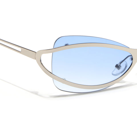 Exo |  Blue Wrap Around Sunglasses | Silver Frame - MG9067