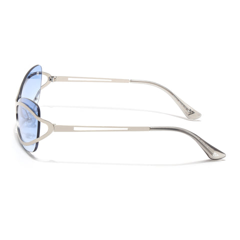 Exo |  Blue Wrap Around Sunglasses | Silver Frame - MG9067