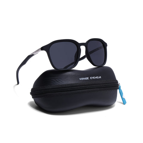 Square Polarized Sunglasses | Black Lens | Black Frame - PMG6789