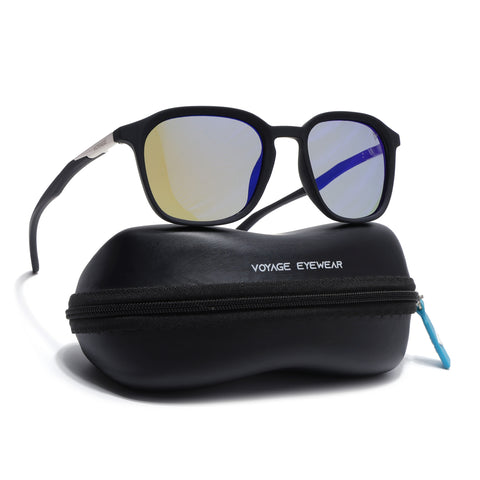 Square Polarized Sunglasses | Blue Lens | Black Frame - PMG6790