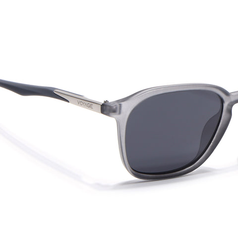 Square Polarized Sunglasses | Black Lens | Grey Frame - PMG6791