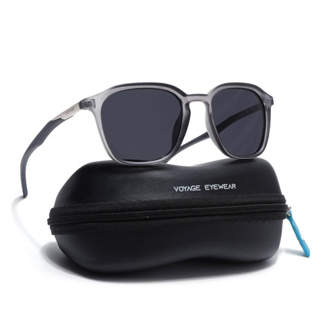 Square Polarized Sunglasses | Black Lens | Grey Frame - PMG6791