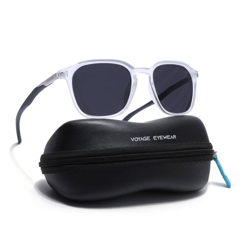 Square Polarized Sunglasses | Black Lens | Transparent Frame - PMG6793