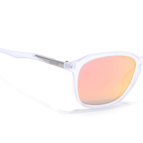 Square Polarized Sunglasses | Orange Lens | Transparent Frame - PMG6794