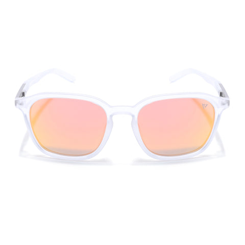 Square Polarized Sunglasses | Orange Lens | Transparent Frame - PMG6794