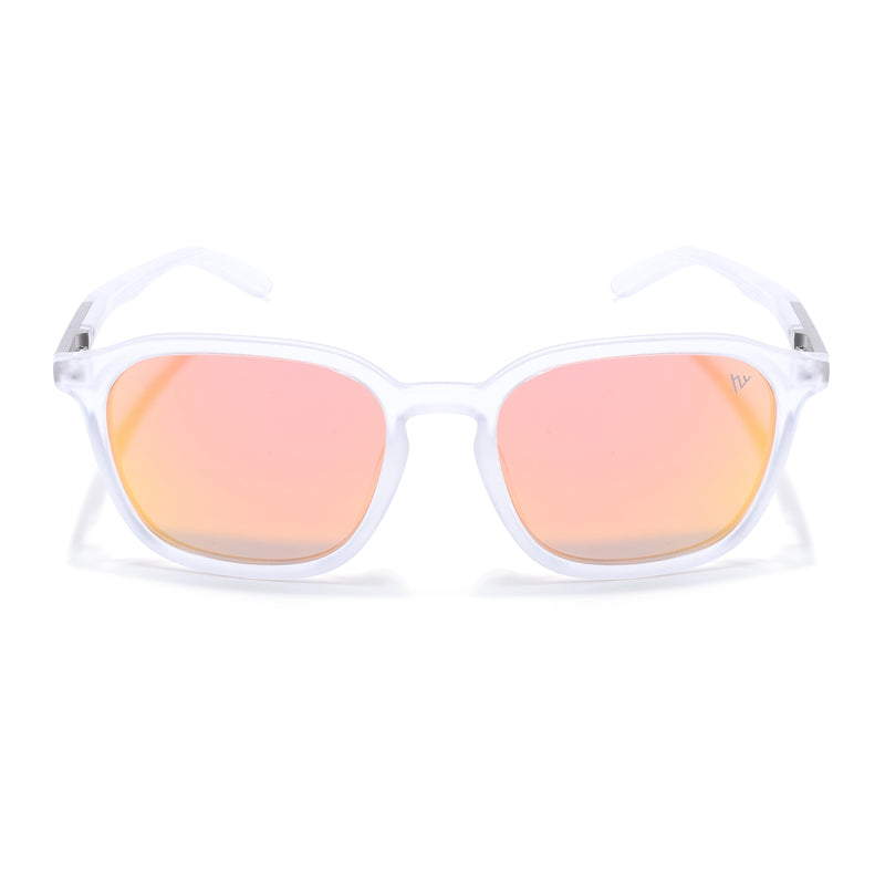 Square Polarized Sunglasses | Orange Lens | Transparent Frame - PMG6794
