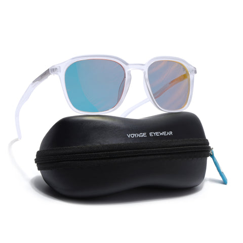 Square Polarized Sunglasses | Orange Lens | Transparent Frame - PMG6794