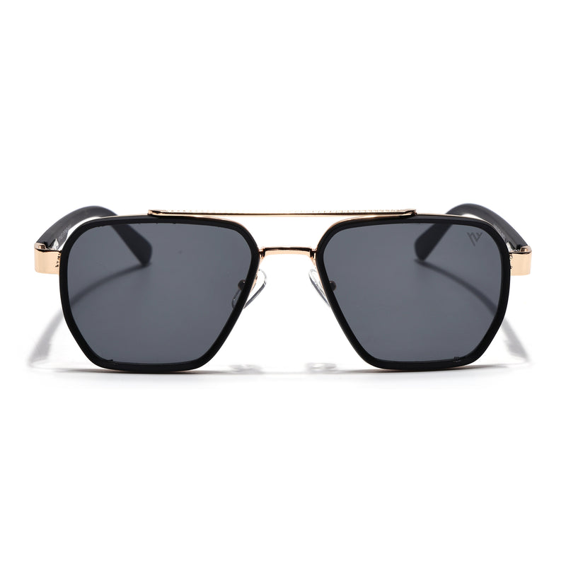 Wayfarer Sunglasses for Men & Women (Black Lens | Golden & Black Frame - MG7582)