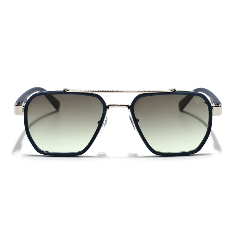 Wayfarer Sunglasses for Men & Women (Olive & Clear Lens | Silver & Blue Frame - MG7583)