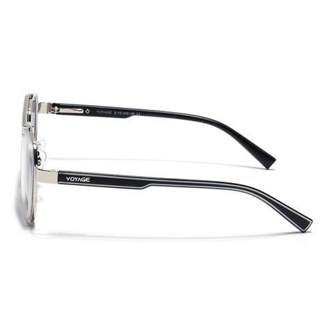 Wayfarer Sunglasses for Men & Women (Purple & Clear Lens | Silver & Grey Frame - MG7584)