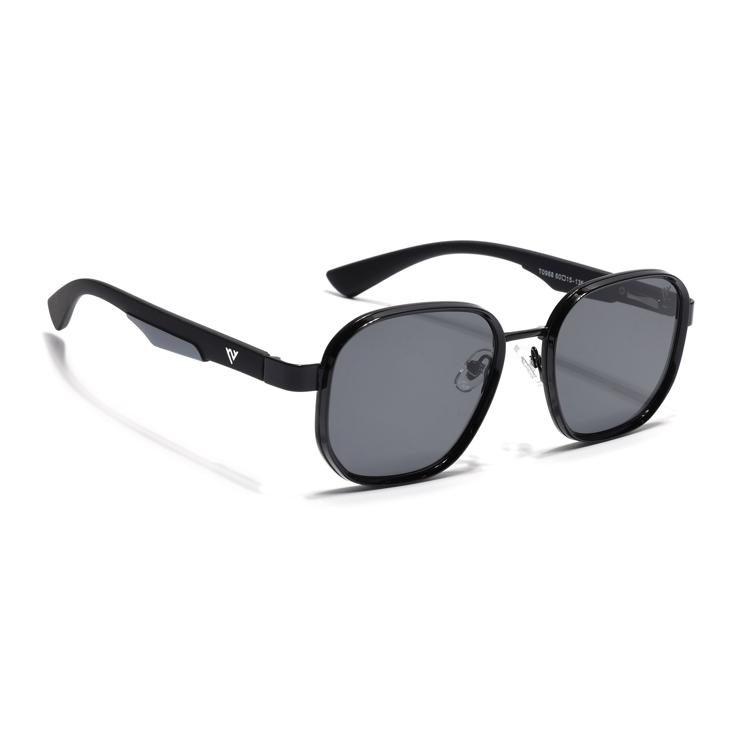 Square Sunglasses for Men & Women (Black Lens | Shine Black Frame - MG7339)